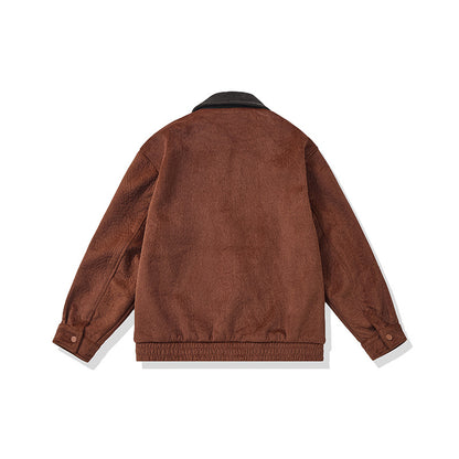 Men's short-cut fleece jacket with cord collar and safety chest pocket EVA-US