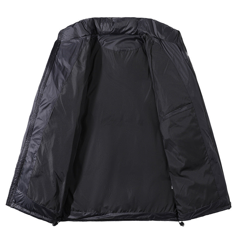 Men's insulated quilted thermo puffer jacket with stand-up collar and drawstring hem EVA-US
