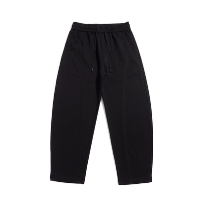 Women's Cropped Jogger Pants with Decorative Seams, High Elastic Waistband and Side Pockets