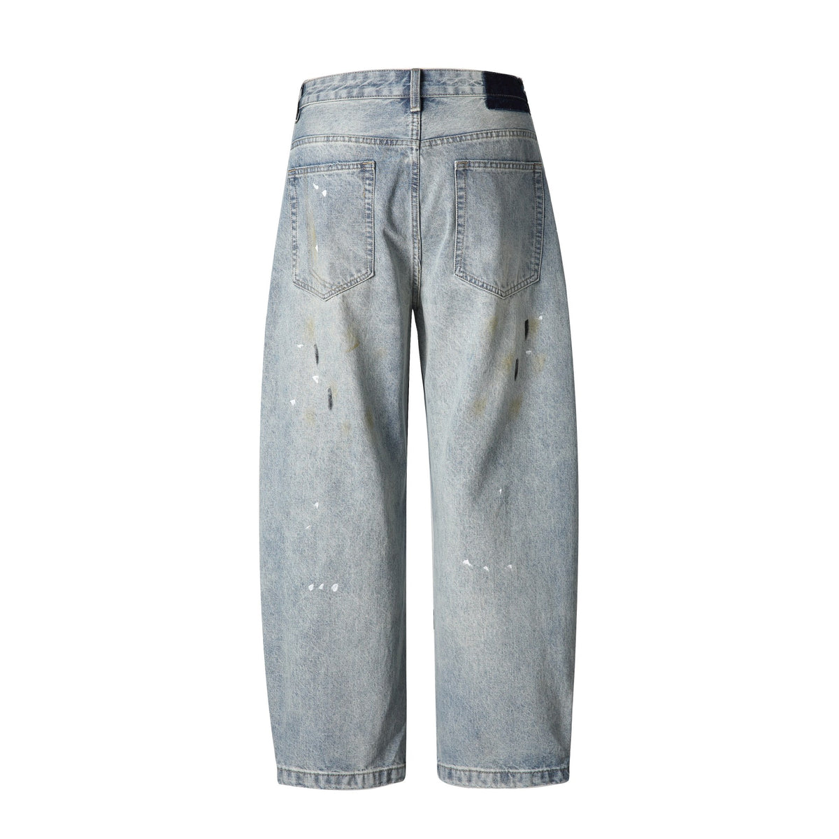 Unisex Casual Relaxed-Fit Jeans with High Waist and Paint-Distress EVA-US