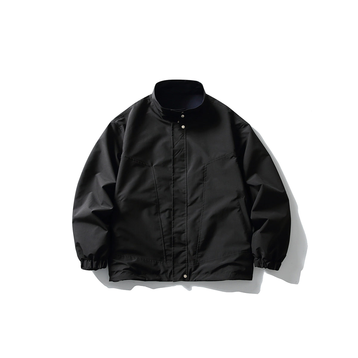Unisex Lightweight wind and water-repellent oversized boxy jacket with stand-up collar and elastic hem EVA-US