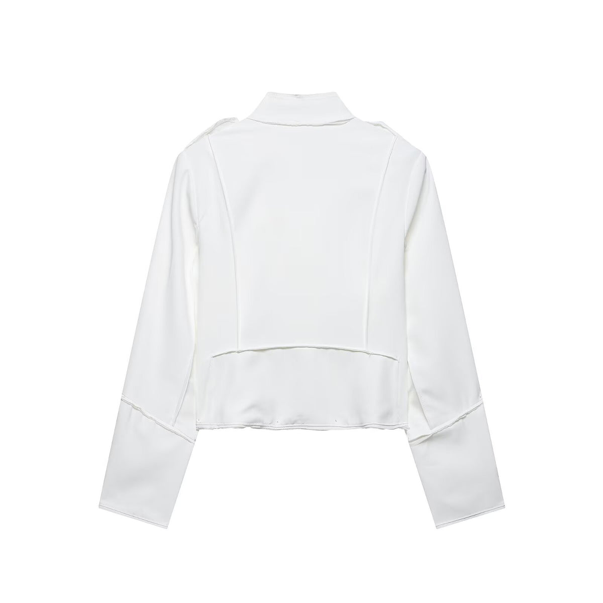 Ladies short jacket in military style with asymmetrical decorative strip, shoulder epaulettes and gold buttons EVA-US