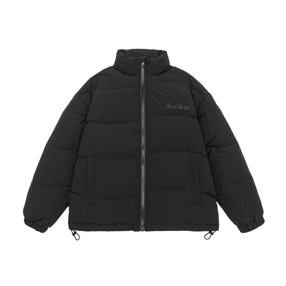 Women's Boxy Quilted Puffer Jacket with High Stand Collar, Drawstring and Elastic Cuffs EVA-US