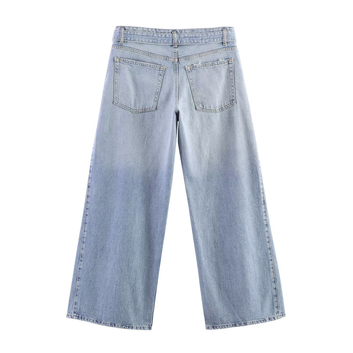 Women Wide Denim Jeans with Side Slits and Palazzo Cut EVA-US