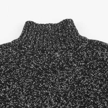 Women's Chunky Knit Zip Sweater with Stand-Up Collar and Ribbed Hem EVA-US