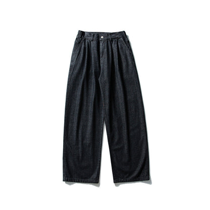 Ladies high-waisted wide pleated trousers made of cotton blend with straight leg EVA-US