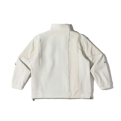 Unisex Short Cut Technical Fleece Utility Jacket with High Stand-Up Collar and Multifunctional Pockets EVA-US