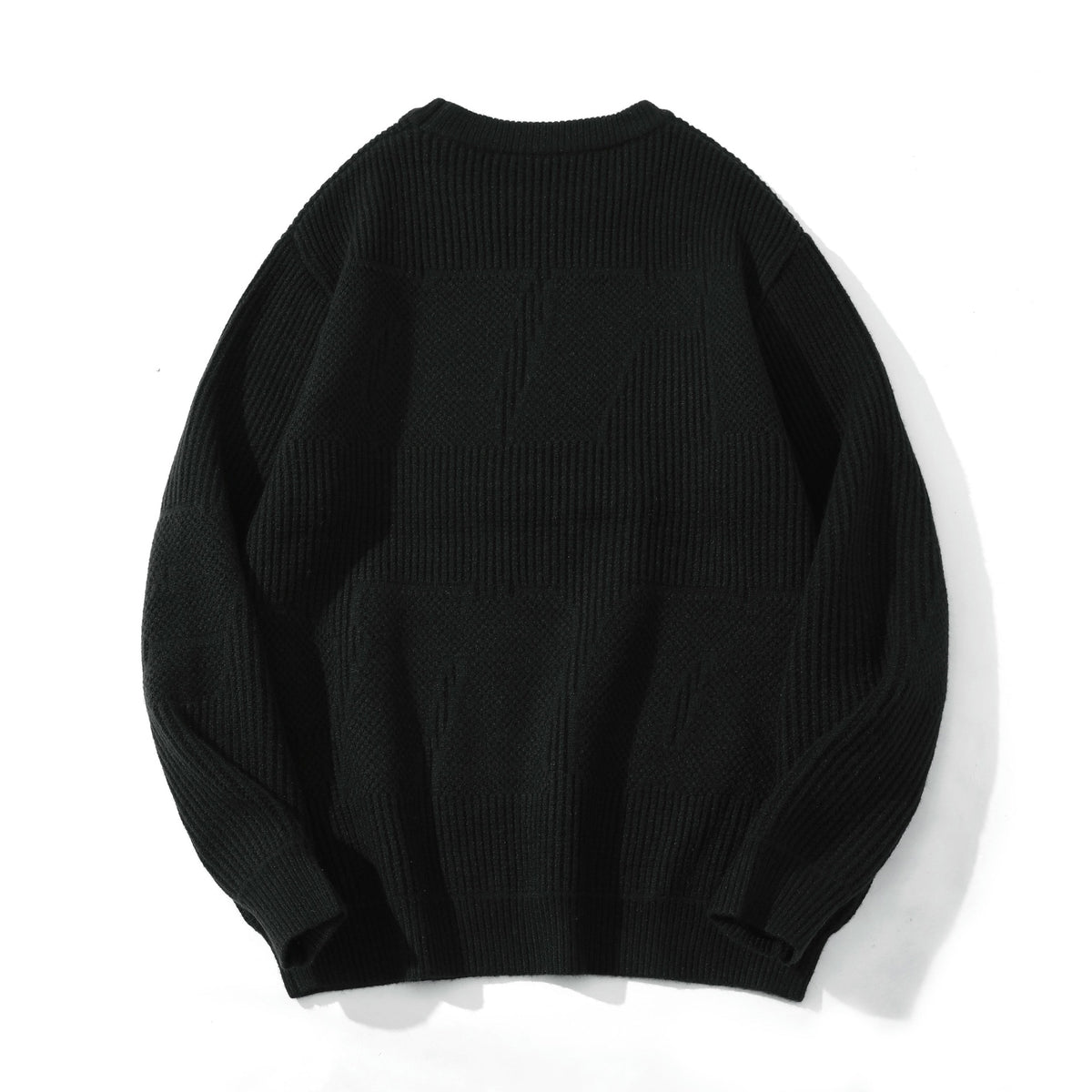 Unisex Structured Oversize Round Neck Sweater with Panel Knit EVA-US