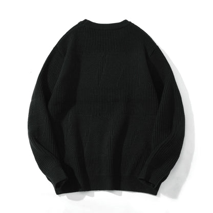 Unisex Structured Oversize Round Neck Sweater with Panel Knit EVA-US
