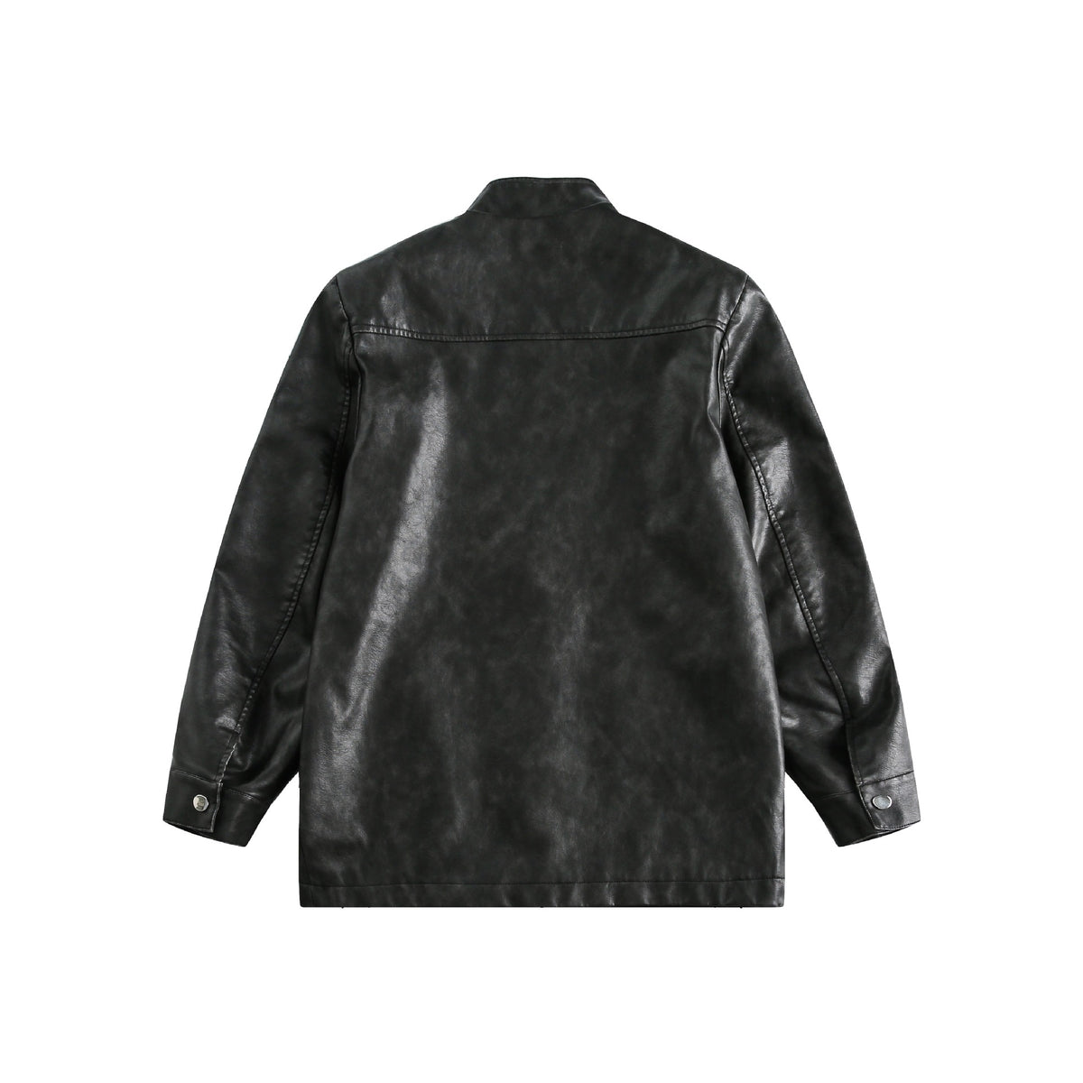 Men's Short Leather Look Coat in Vintage Style with Chinese Knot Closures EVA-US