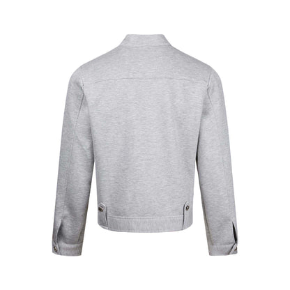Women's short-cut sweat bomber jacket with stand-up collar, concealed zipper and flap pockets EVA-US