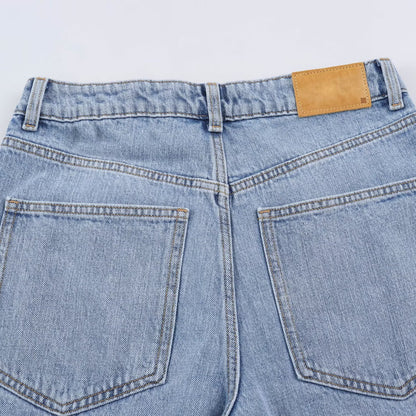 Women's high-waisted wide jeans with straight leg and cropped length EVA-US