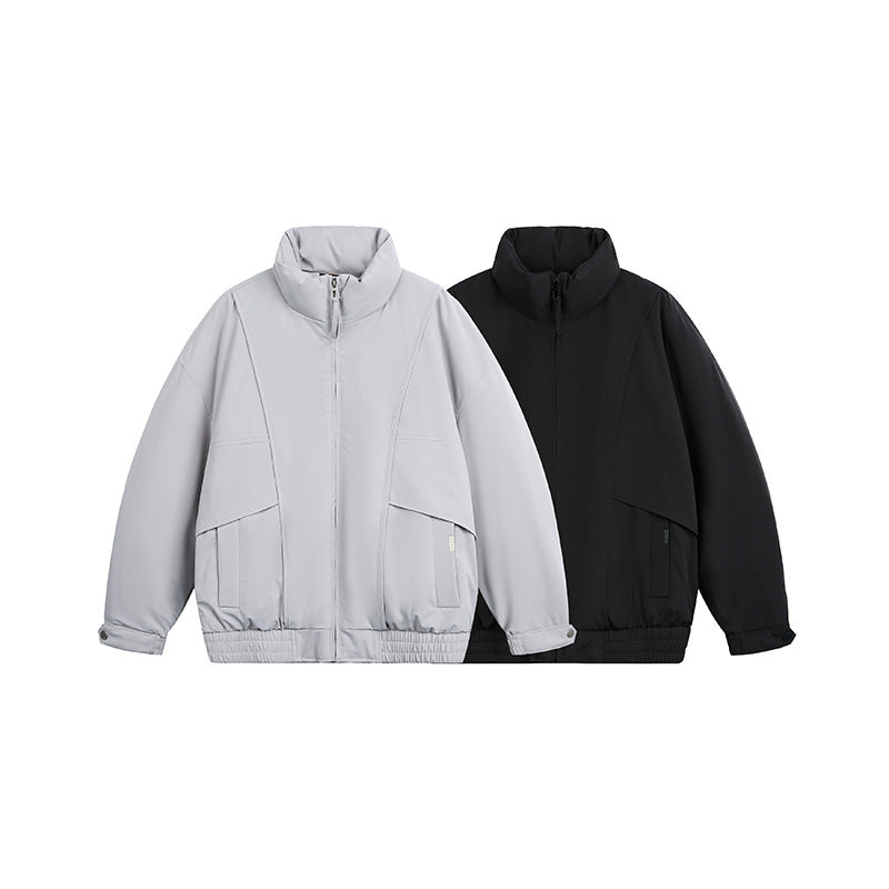 Men's Lightweight Windproof Urban-Utility Bomber Jacket with Stand Collar and Elastic Hem EVA-US