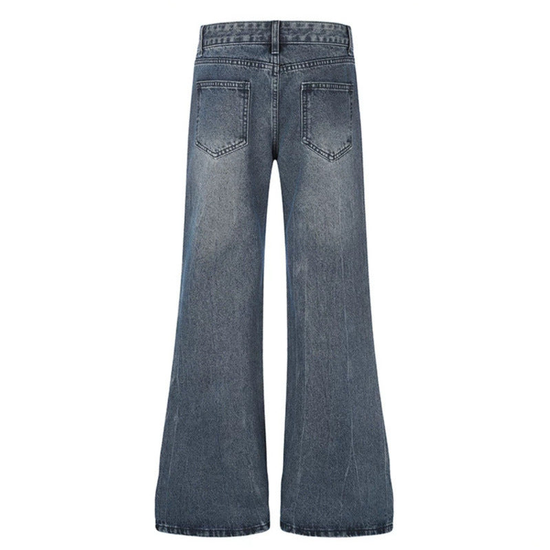 Women High-Waist Flared Jeans with Pearl and Stud Decoration EVA-US