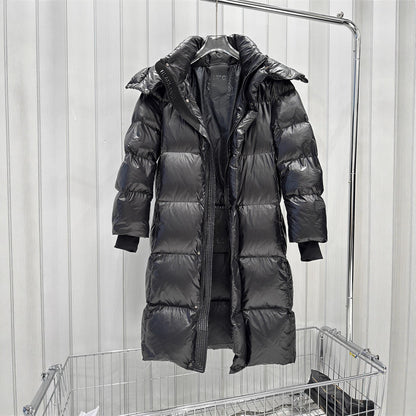 Women Long-cut quilted coat with high collar and warming down filling EVA-US