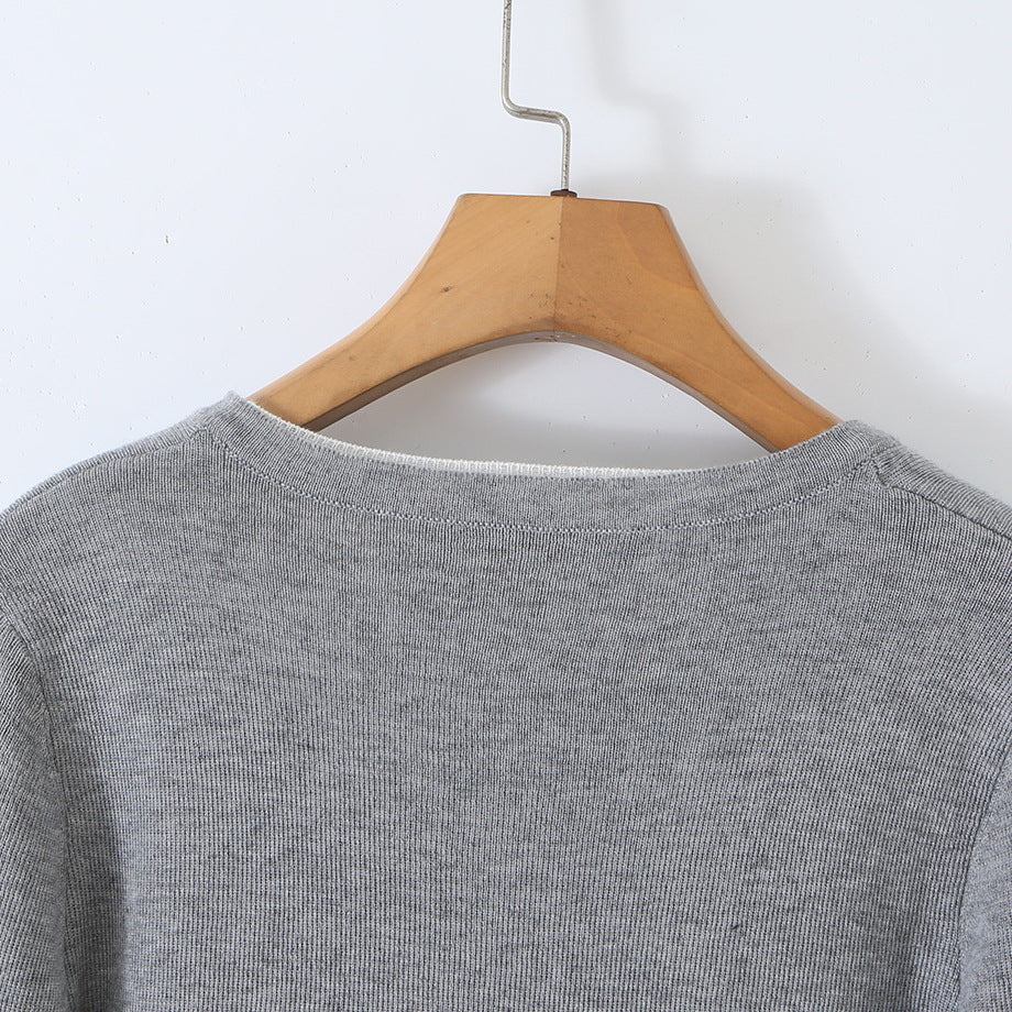 Ladies fine-knit bolero with integrated shirt panel and button details EVA-US