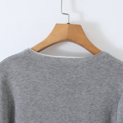 Ladies fine-knit bolero with integrated shirt panel and button details EVA-US