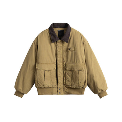 Men's short-cut utility blouson jacket with cord collar and patch pockets EVA-US