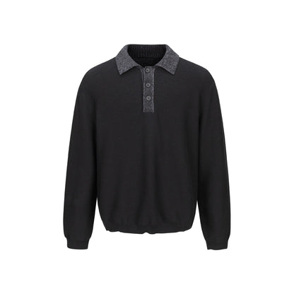 Men's fine knit polo sweater with structured collar and button placket EVA-US