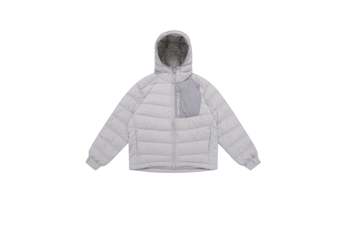 Men's lightly padded hooded jacket in boxy cut with technical inserts EVA-US