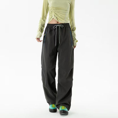Loose trekking pants with water-repellent quick-drying coating elastic drawstring waistband and zip pockets EVA-US