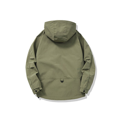 Unisex Technical Utility Field Jacket with Hood and Multiple Zipper Pockets EVA-US