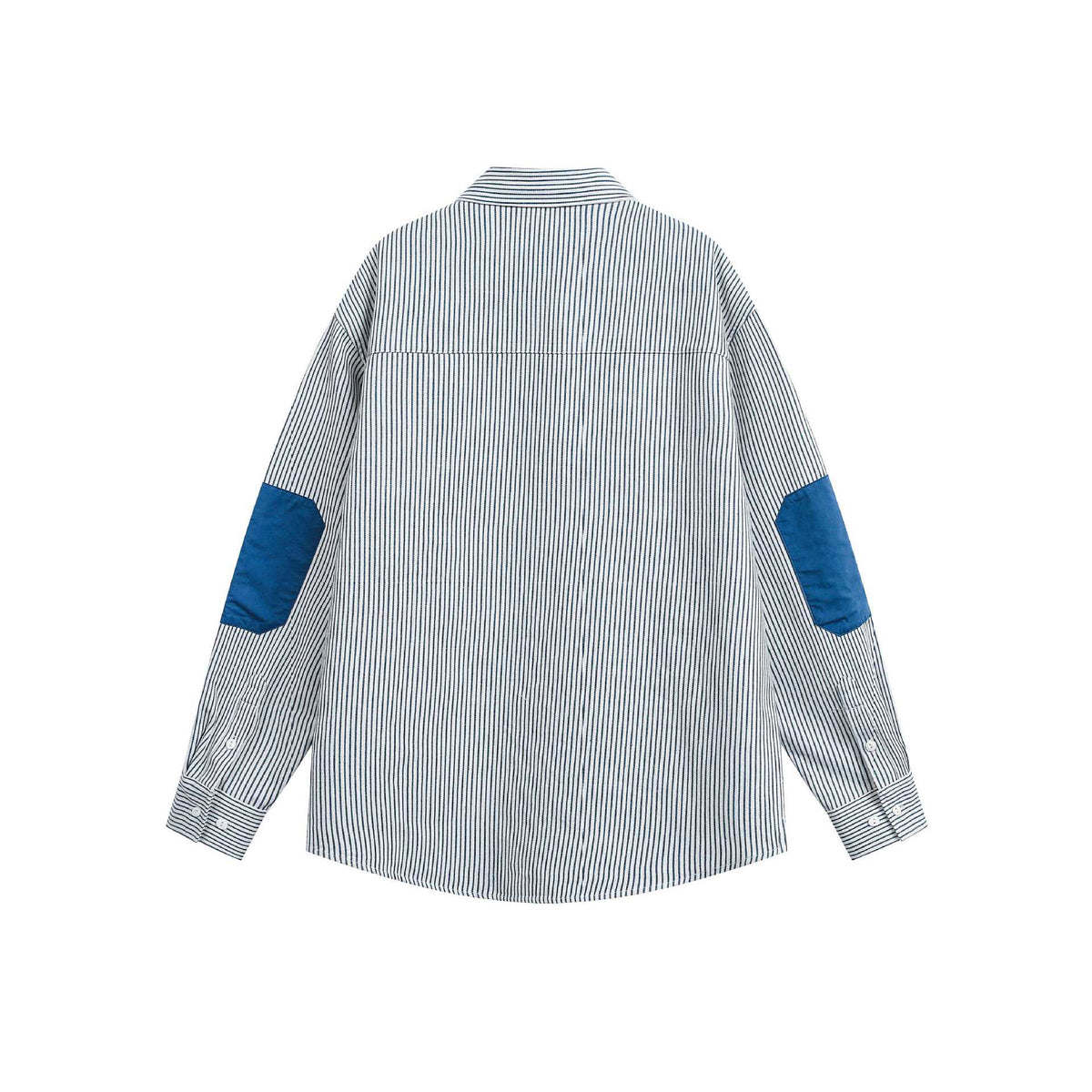 Unisex Oversize Stripe Shirt with Contrasting Chest Pocket and Kent Collar EVA-US