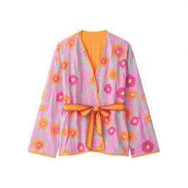 Women's Quilted Floral Kimono with Tie Belt EVA-US