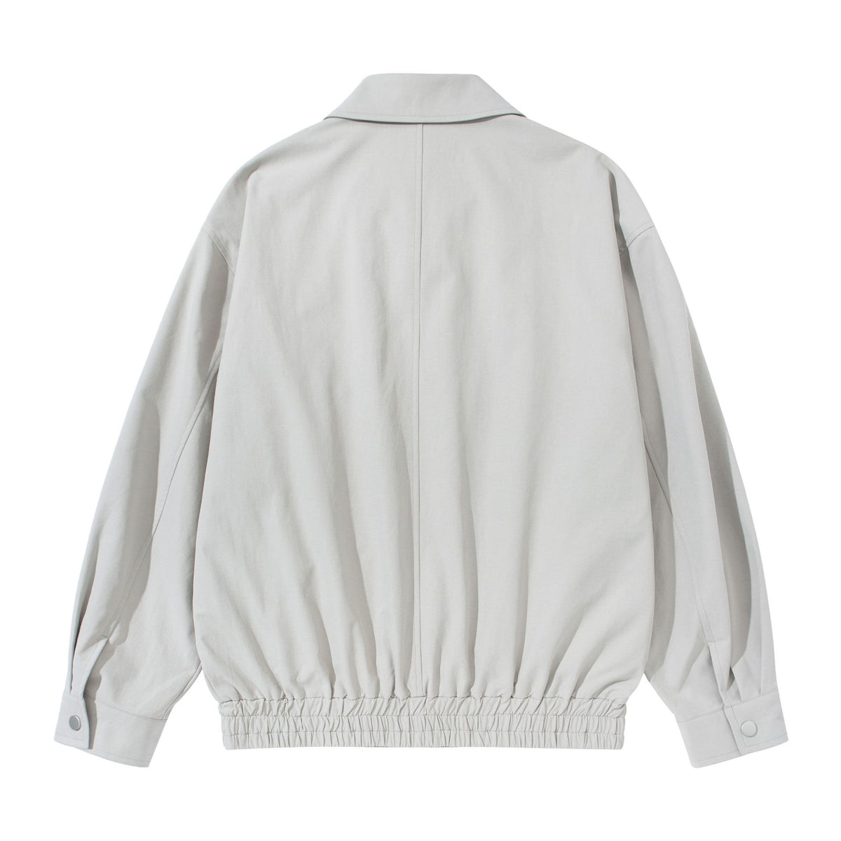 Unisex Short Cut Boxy Blouson Jacket with Shirt Collar, Concealed Zipper and Gathered Hem EVA-US