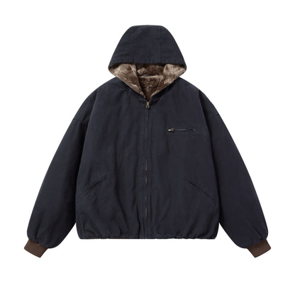 Men's Padded Hoodie with Faux Fur Lining and Elastic Hem EVA-US