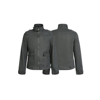 Men's short jacket in field style with high buckle collar, shoulder flaps and flap pockets EVA-US