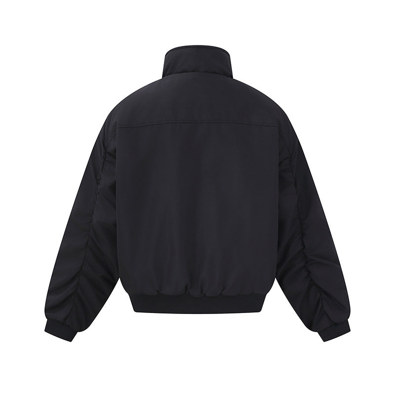 Unisex Boxy-Bomber Jacket with High Stand Collar and Elastic Hem EVA-US