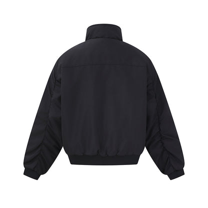 Unisex Boxy-Bomber Jacket with High Stand Collar and Elastic Hem EVA-US