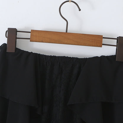 Ladies ruffle pants with lace, flared bell and layered chiffon ruffles EVA-US