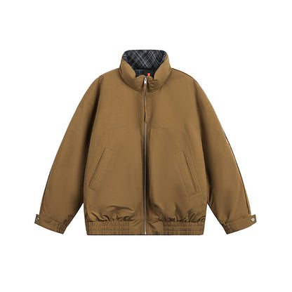 Unisex Oversize Blouson Jacket with Stand-Up Collar and Quilted Inner Lining EVA-US