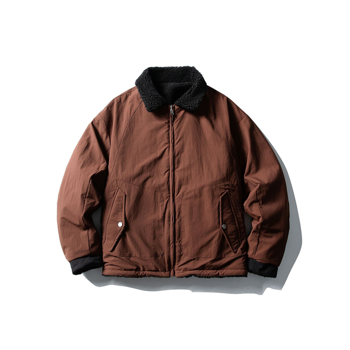 Men's short-cut insulated blouson with sherpa collar and flap pockets EVA-US