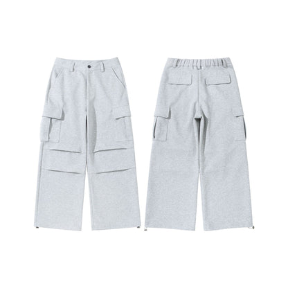 Ladies cargo lounge pants with wide leg, flap pockets and drawstring hem EVA-US
