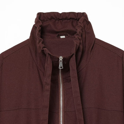 Women's short bomber-style jacket with high funnel collar, concealed zipper, and flap pockets EVA-US