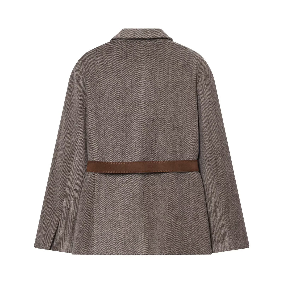 Women's Tailored Herringbone Blazer Coat with TIE Belt EVA-US