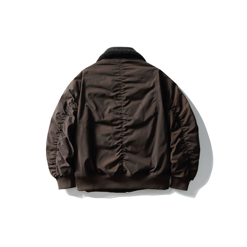 Men's Padded Pilot Bomber with Teddy Collar, Two-way Zipper and Flap Pockets EVA-US