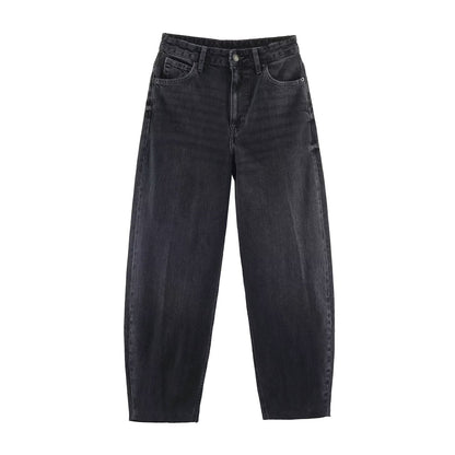 Women Highwaist Relaxed Tapered Jeans with Conical Leg EVA-US