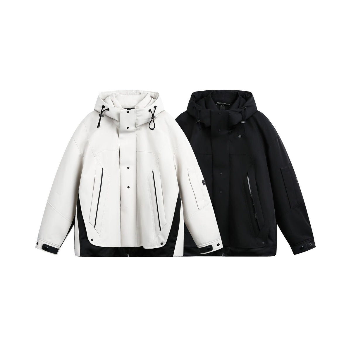 Unisex Technical Padded Winter Parka with High Hood and Multiple Zipper Pockets EVA-US