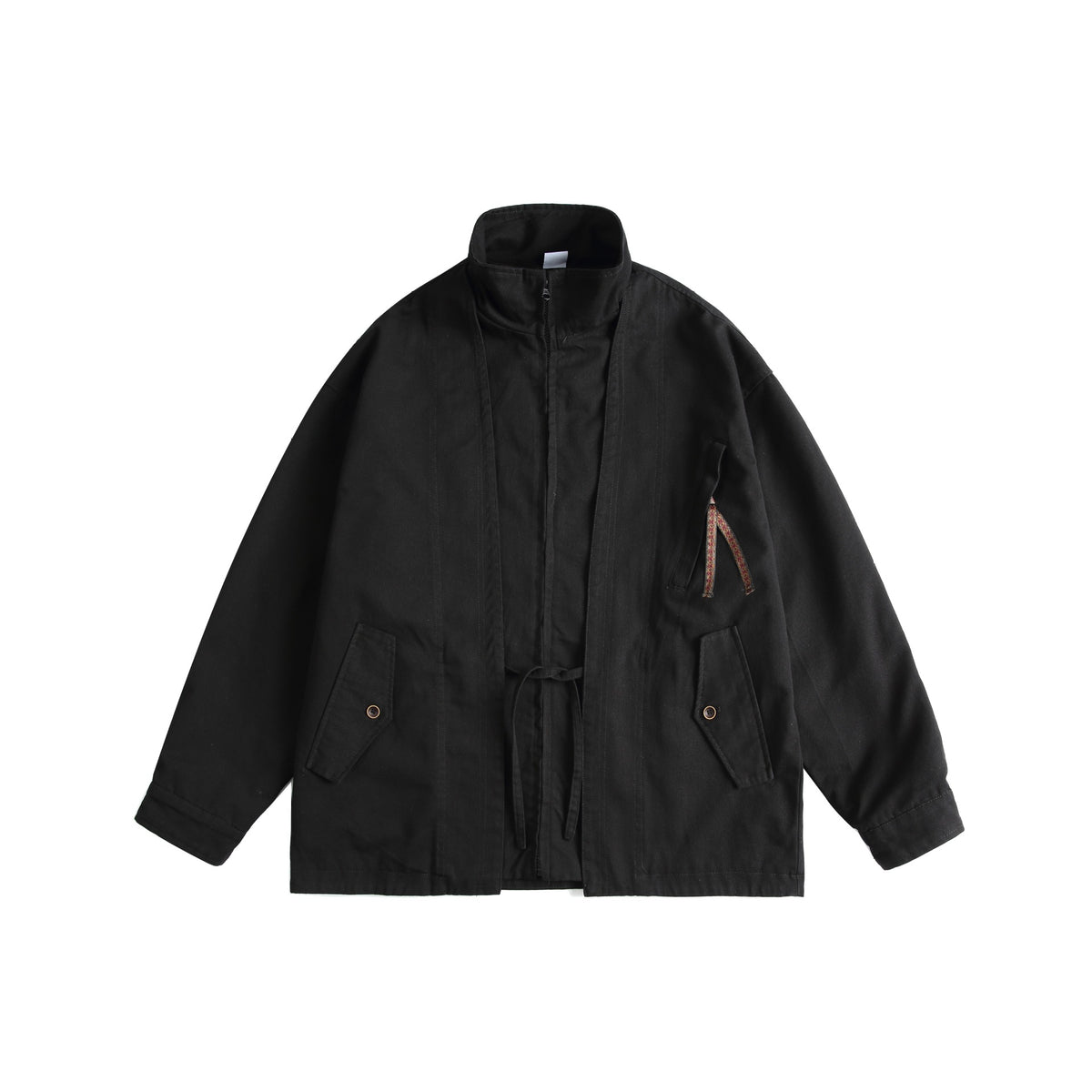 Unisex Oversized Canvas-Field Jacket with Drawstring, Funnel Collar and Utility Pockets EVA-US