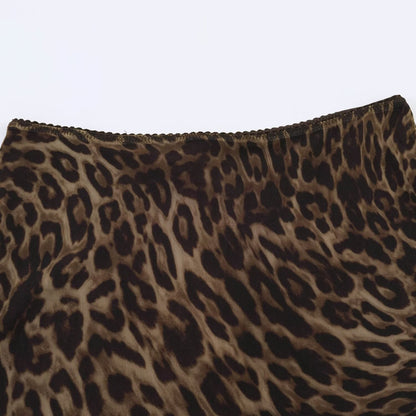 Ladies midi skirt with leopard print and flared chiffon layer EVA-US