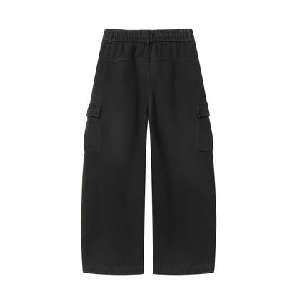 Men's Wide Cargo Pants with Drawstring Waist and Multiple Flap Pockets EVA-US