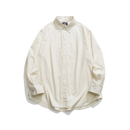 Unisex Oversized Shirt Jacket with Side Decorative Button Rows and Rounded Hem EVA-US