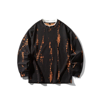 Unisex Oversize-Longsleeve Shirt with Batik and Destroyed Effect EVA-US