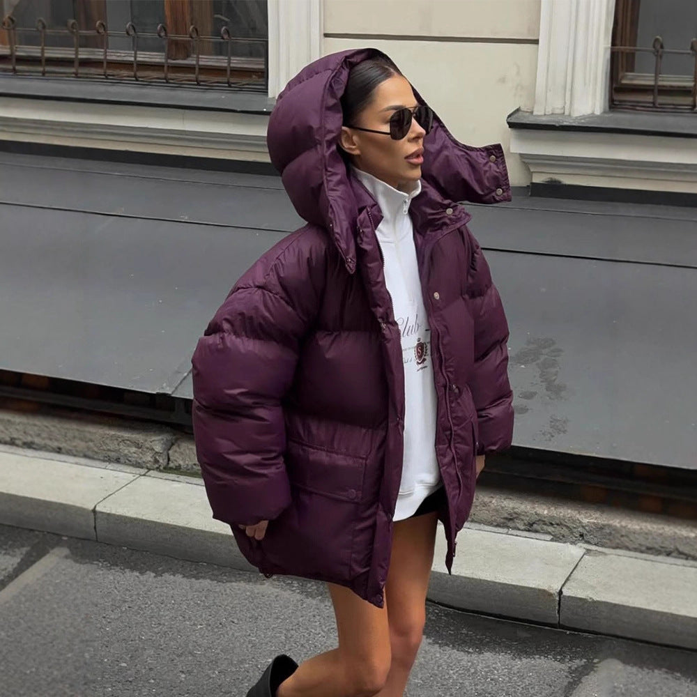 Women’s Oversized Padded Jacket with Hood and Quilted Thermal Lining EVA-US