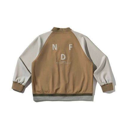 Unisex Short-cut College Bomber Jacket in Material Mix with Raglan Sleeves EVA-US