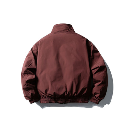 Men's Short Boxy Thermal Bomber with High Stand-Up Collar and Attached XXL Pockets EVA-US